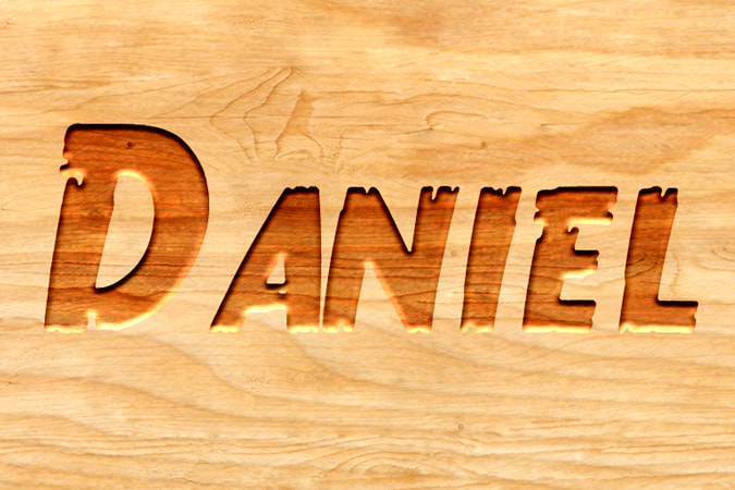 Burned into wood text design